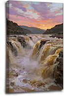 The surging waterfall scenery in the canyon is suitable for posting in the living room bedroom and office landscape posters by CozyNest Decor