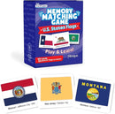 Menique U.S. States Flags Memory Matching Game – 100 Cards (50 Pairs) – Learn State Flags, Capitals & Abbreviations – Educational Card Game for Kids and Adults by TinyTreasures Baby Boutique