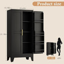 51" H Metal Kitchen Pantry Storage Cabinet, Freestanding Cupboard Storage Cabinet with Doors and Adjustable Shelves, Large Stand Up Food Cupboard for Living Room, Dinning Room, Black by CozyNest Decor