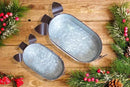 Galvanized Metal White Washed Farmhouse Pig Tray Distressed Pig Tabletop Centerpiece Décor Set of 2 by GreenHaven Gardens