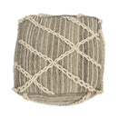 Modern Wool Rope Square Pouf Ottoman Floor Cushion - Gray / Ivory by HouseOfZazla