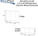 RecPro 3.3 Cu Ft 12V RV Refrigerator | Stainless Steel Frost-Free Fridge with Can Holder | Compact Camper Fridge with Door Storage, 7 Temp Settings | 19”W x 19”D x 32.75”H by CozyNest Decor