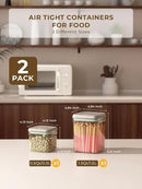 Pop Air Tight Containers Stackable- 2-Pack Cereal Storage Containers with Lids Airtight, Leakproof Pop Up Containers for Organizing, 1.5Qt & 0.5Qt by CozyNest Decor