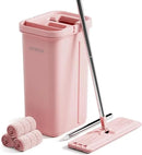 JOYMOOP Pink Mop and Bucket with Wringer Set for Home, with 3 Reusable Microfiber Mop Pads, Hands-Free Self-Cleaning System, Suitable for Floor Cleaning and Wall Cleaner by CozyNest Decor