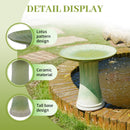 Handmade Glazed Ceramic Bird Bath with Daisy Petal Embossed Tray