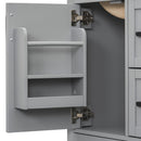 Bathroom Vanity With Sink, Soft Close Door, Double Layer Door Shelf And 3 Drawers - Gray by HouseOfZazla