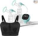 Zomee Z2 Double Electric Breast Pump - Shabbat Mode Edition - Portable, Hands Free Pumping Hospital Grade Wearable Breast Pump Including; Black Bamboo Pumping Bra (Small) by TinyTreasures Baby Boutique
