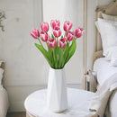 Artificial Tulips Flowers – 20" Long Stem Faux Tulips, 10PCS Real Touch Fake Red Tulip for Vase, Farmhouse, Kitchen, Spring & Wedding Home Decor by CozyNest Decor