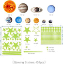 Quanhaigou Glow in The Dark Stars and Planets, Bright Solar System Wall Stickers -Glowing Ceiling Decals for Kids Room,Shining Space Decoration by CozyNest Decor