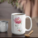 Flower Design Mug With Custom Name, Unique Peony Flower Ceramic Cup, Customized Flower Lover Coffee Mug, Personalized Peony Themed Decorative Cup, Novelty Peony Accent Mug 11oz 15oz by CozyNest Decor