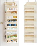 SpaceAid 1 Pack Over The Door Organizer with 5 Large Pockets and 10 Mesh Side Pockets, 5 Layers Door Organizer Hanging with Clear Window for Bedroom, Bathroom, Pantry and Nursery, Beige by CozyNest Decor