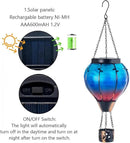 Starsoul Blue Hot Air Balloon Solar Lantern Glass Solar Hot Air Balloon Flickering Flame Hanging Garden Light Waterproof Solar Lamp Hot Air Balloon Garden Yard Farmhouse Decor by GreenHaven Gardens