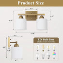 Stainless Steel Milk Glass Vanity Lights for Bathroom, 2 Light Brass Bathroom Light Fixtures Over Mirror, Ceramic E26 Sockets Wall Mounted by CozyNest Decor