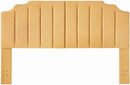 24KF Yellow Teddy Fabric Tufted King Upholstered Headboard, Modern Vertical Channel Design California King Headboard with Stepped Silhouette Top Edge,6026-K-Teddy Yellow by CozyNest Decor