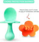 Grabease Baby Spoons and Forks Utensils for Toddlers Infants BPA-Free & Phthalate-Free Baby Silverware, 2 Sets, Mint and Orange - Toddler Spoon by TinyTreasures Baby Boutique