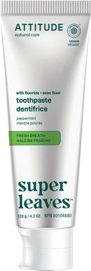 ATTITUDE Fresh Breath Toothpaste with Fluoride, Peppermint Flavor, Vegan & Cruelty-Free, Sugar-Free, Plant & Mineral-Based Ingredients, Clean Oral Care, 4.2 Oz by CozyNest Decor