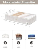 StorageWorks Large Under Bed Storage Containers with Handles and Label Holder, 2 Pack Ultra-thick Fabric Underbed Bins, Closet Organizer for Clothes, Blankets, Sweater by CozyNest Decor
