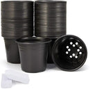 JERIA 100-Pack 0.5 Gallon Plant Nursery Pots, Plastic Pots for Flower Seedling, Flower Plant Container Seed Starting Pot, Come with 100 Pcs Plant Labels(Black) by GreenHaven Gardens