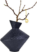 Cast Iron Decorative Vase, Dried Flower Rustic Vases, Wabi Sabi Vase for Modern Home Decor, Living Room, Shelf Decor, Enterway, Wedding, Office, Table, Bedroom, Kitchen, 8.86" H (Black) by CozyNest Decor