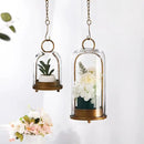 12" High Versatile Modern Metal Hurricane Lantern with Handmade Sturdy Glass Dome for 3" Pillar Candle & Plants (Brass, 5"x12") by CozyNest Decor