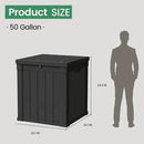 50 Gallon Storage Box, Waterproof Deck Box for Indoor & Outdoor Use, Lockable Pool Storage Bin for Package Delivery, Outdoor Bench for Patio Cushions, Garden Tools, Backyard, Black by CozyNest Decor