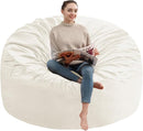 6FT Bean Bag Chair, Large Bean Bag Chairs with Memory Foam Filled, Fluffy Beanbag Sofa with Dutch Velvet Cover, Round BeanBag Chairs for Living Room, Playroom- Beige by TinyTreasures Baby Boutique