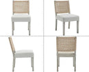Kmax Farmhouse Dining Chairs Set of 6, Rustic Kitchen Chairs with Linen Fabric Seat and Woven Back, Vintage Accent Chairs for Dining Room, Living Room, Ivory by CozyNest Decor