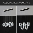 Buccleuch Modern Crystal Chandelier, Dimmable LED Ceiling Light Fixture 5-Ring Adjustable Stainless Steel Pendant Light, Silver Crystal Chandeliers for Dining Room, Bedroom, Living Room - Cool White by CozyNest Decor