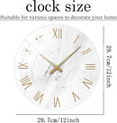 White Small Wall Clocks Battery Operated Marble Analog Clock for Bedroom 12 Inch Round Silent Wall Clock Modern by CozyNest Decor