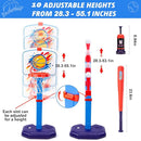 Meland Toddler Basketball Hoop, 4-in-1 Kids Basketball Hoop with Tball Set for Toddler & Baseball Pop Up Machine, Basketball Goal for Kid Sport Toys Indoor Outdoor Play Birthday Gift for Kids Toddlers by TinyTreasures Baby Boutique
