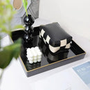 Spsyrine Black Decorative Tray for Living Room, Square Modern Plastic Coffee Serving Table Tray for Ottoman Bathroom Kitchen, 13"*13" by CozyNest Decor