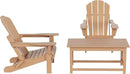 WO Home Furniture Adirondack Chairs Table Set of 3 PCS Outdoor Folding Chairs Coffee Table Weather/UV Resistant for Lawn, Garden, Bon Fire, Balcony (Teak) by GreenHaven Gardens