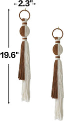 2Pcs Macrame Wall Hanging Boho Home Decor Fiber Art with Sphere Knots Tassels Handmade Yarn Art for Bedroom Living Room Office Entryway by CozyNest Decor