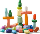 OESSUF Stacking Rocks 40Pcs Stacking Rocks Balancing Stacking Stones Wooden Stacking Toys Wooden Stone Stacking Game for Toddler Wood Sorting Montessori Stacking Rocks for Kids by TinyTreasures Baby Boutique