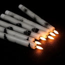 GenSwin Flameless Taper Candles with Remote Timer, 6Pcs LED Flickering Taper Candles Battery Operated Real Wax with Spider Webs/Skull/Bats Decals for Halloween Spooky Decoration (White, 0.78”x9.65”) by CozyNest Decor