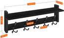 Homode Coat Rack with Shelf, 24" Coat Hooks Wall Mounted with Shelf, Wooden Hanging Coat Hanger with Tri Hooks for Entryway, Bathroom, Mudroom, Bedroom, Black by CozyNest Decor