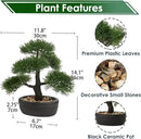 Artificial Bonsai Tree Juniper Faux Plants Indoor Small Fake Plants Decor with Black Plastic Pots for Home Table Office Desk Bathroom Shelf Bedroom Living Room Farmhouse Decorations by GreenHaven Gardens