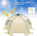 Oileus X-Large 4 Person Beach Tent Sun Shelter - Portable Sun Shade Instant Tent for Beach with Carrying Bag, Stakes, 6 Sand Pockets, Anti UV for Fishing Hiking Camping, Waterproof Windproof, Khaki by TinyTreasures Baby Boutique