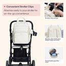 BabbleRoo Leather Diaper Bag Backpack - Baby Essentials Travel Baby Bag, Multi function, Waterproof, with Changing Pad, Stroller Straps & Pacifier Case – Unisex, Eggshell White by TinyTreasures Baby Boutique
