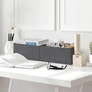 GhvyenntteS Small Fabric Storage Bins 6 Pack, 11.8" x 7.87" x 5.11" Storage Basket with Leather Handles, Closet Storage Bins for Shelves, Storage Baskets for Shelves, DVD Storage (Grey) by CozyNest Decor