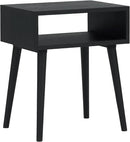 NTC Solid Oak Zoe Nightstand, Mid Century Modern Side Table Bedroom, Bedside Furniture, Night Stand, End Table, Easy Assembly - Burnt Black by CozyNest Decor