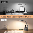 WILIT LED Desk Lamp for College Dorm Room Essentials, Students Study Lamp with Charging Station, Pen Holder, Clock & RGB Night Light, Office Desk Accessories, Table Lamp for Bedroom - Gray by TinyTreasures Baby Boutique