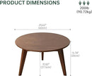 100% Solid Oak Wood Mini Coffee Table, Round Living Room Table Side Table w/Solid Wood Legs, Walnut Mid Century Sturdy Tables for Bedroom Balcony Living Room (23.62" D x 13.78" H) by CozyNest Decor