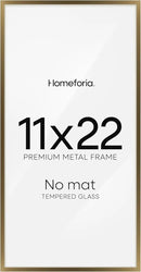 Homeforia 11x22 Bronze Newspaper Frame, High End Metal 11 x 22 Picture Frame without Mat, 22x11 Thin Bronze Poster Frames for Wall, 11by22 inch Display Photo Frames, Tempered Glass, Wall Kit, Set of 1 by CozyNest Decor