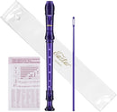 Eastar Soprano Recorder Instrument for Kids Students Beginners, German fingering C Key with Cleaning Kit, Storage Bag, Fingering Chart, ERS-1GPu, Purple, School-Approved by TinyTreasures Baby Boutique