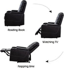 CANMOV Electric Power Recliner Chair with USB Ports and Cup Holders, Breathable Leather Home Theater Seating with Hidden Arm Storage (Black) by CozyNest Decor