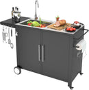 Outdoor Kitchen Sink with Hose Hook up, Stainless Steel Worktable Kitchen Cabinet Island, Grill Prep Table Work Station, Grill Cart for Garden, Backyard and Lawn by GreenHaven Gardens