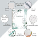 Daily Planner Undated - 8.5" x 11" To Do List Notebook Hourly Schedules, 150 Sheets/300 Pages Spiral Appointment Planner for Women and Men,PVC Hardcover, Inner Pocket, Elastic Closure, Teal Flowers by TinyTreasures Baby Boutique