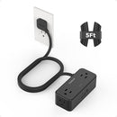 Black Extension Cord 5 Ft, TESSAN Flat Surge Protector Power Strip with 4 Wide Spaced AC Outlets 3 USB Ports (1 USB C), Ultra Thin Flat Plug with 900J Surge Protection, Office Dorm Room Essentials by TinyTreasures Baby Boutique