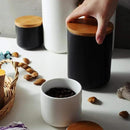 MilkyWay Food Storage Jar Strong Ceramic Storage Canisters with Airtight Seal Bamboo Lid Modern Design Seal Damp-Proof Kitchen Jar for Coffee, Tea, Spice and More (White(M: 27oz/800ml)) by CozyNest Decor